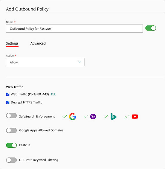 Screenshot of Cloud-Firebox, Configure Outbound Policy 2